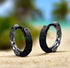 Retro Tang Grass Grain Sense Textured Black Silver Niche Men Women Hoop Earrings